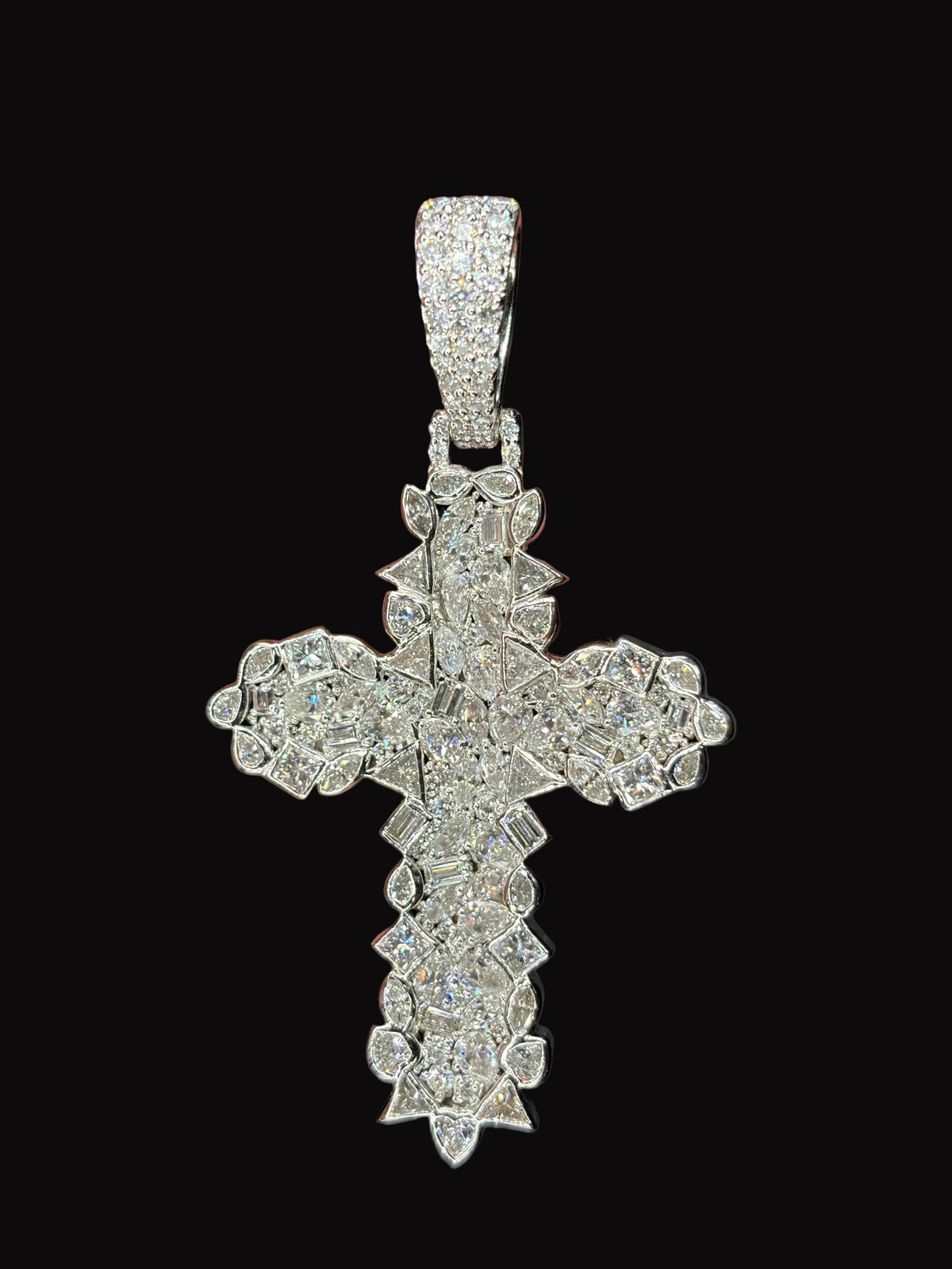 Fancy 2.75" Lab Diamond Cross Pendant