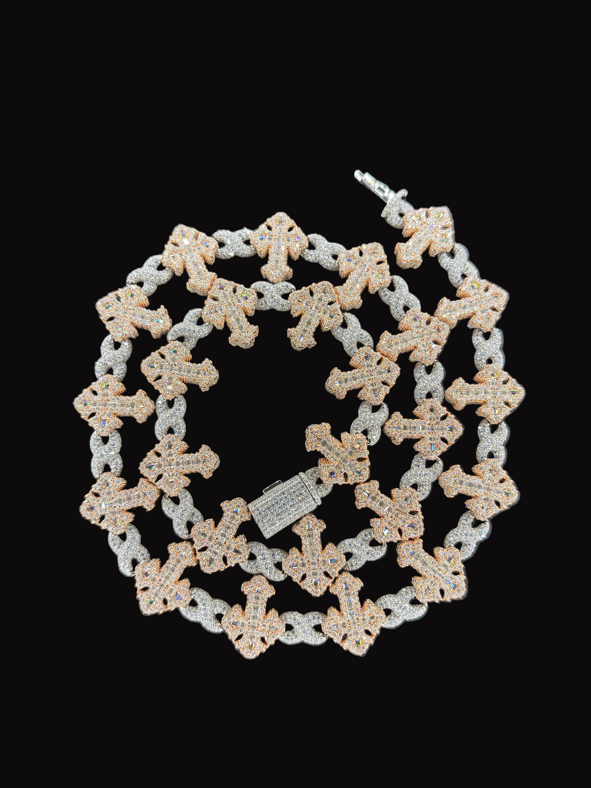 Cross Infinity Link In Moissanite Diamonds