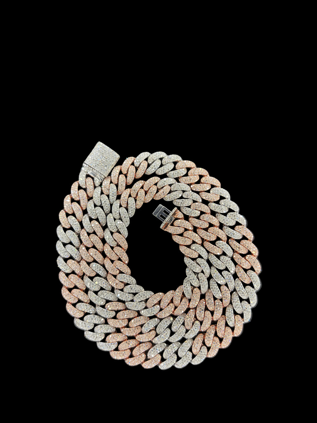 10MM Natural Diamond Cuban Link Two Tone
