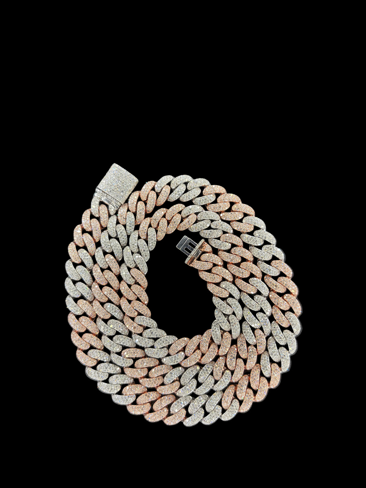 10MM Natural Diamond Cuban Link Two Tone