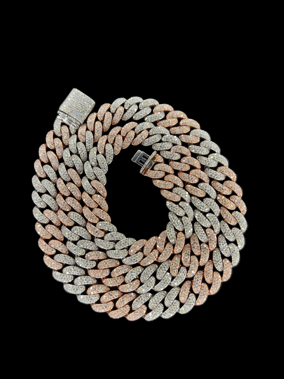 10MM Natural Diamond Cuban Link Two Tone
